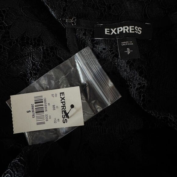 New Express Lace Puff Sleeve Top Black Women's Size Small - Picture 4 of 8